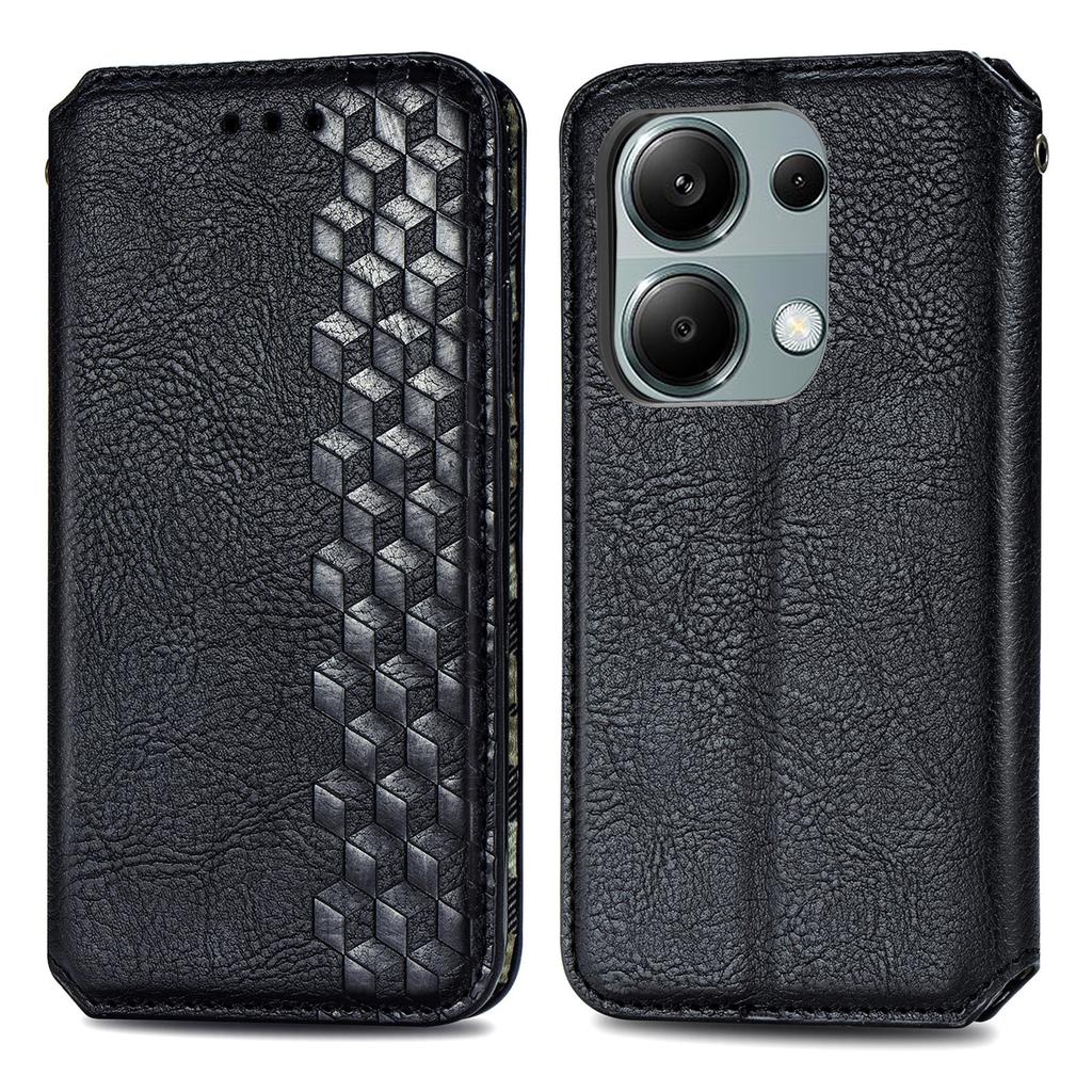 For Xiaomi Redmi Note 13 Pro 4G/Poco M6 Pro 4G PU Leather Case Rhombus Imprint Wallet Stand Phone Cover