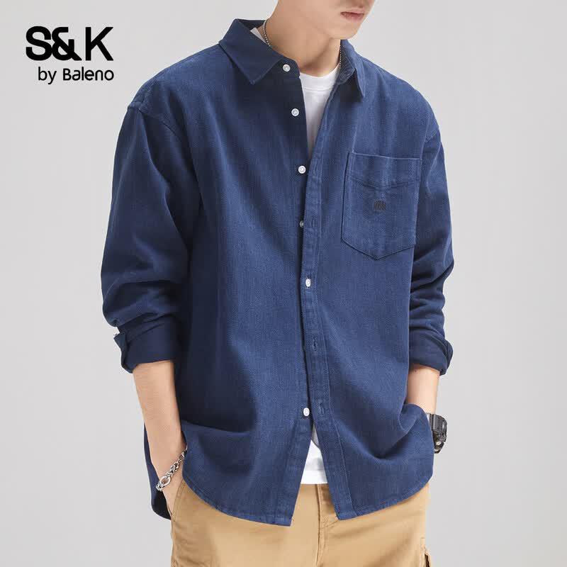 Baleno Men's S&K Retro Casual Long Sleeve Work Shirt