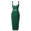 European & American Style Sexy Spaghetti Strap Mesh Patchwork Bodycon Dress for Women