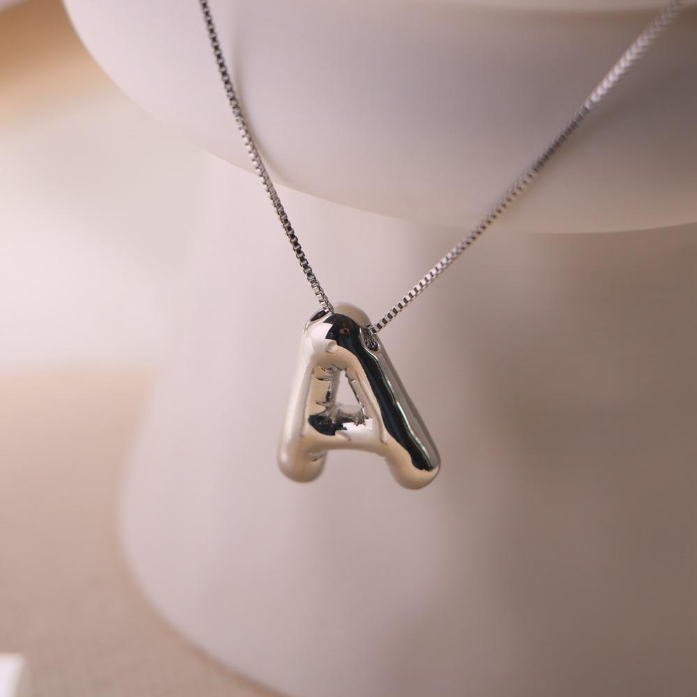 

Silver Color Chunky Initial A- Z Letter Pendant Necklace For Women Snake Chain Movable Letter Cute Girls Gift Necklace Jewelry