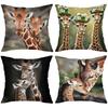 Giraffe Couple And Giraffes With Flower Hats Cushion Covers Polyester pillowcase, sofa decorative cushion cov Headboard Pillow