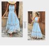 Besticktes elegantes Maxikleid mit Spaghettiträgern und tailliertem Schnitt