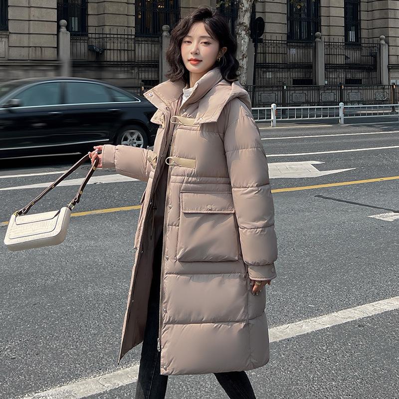 Thickened and lengthened down cotton clothes for women's winter new big pockets fashion warm jacket tide