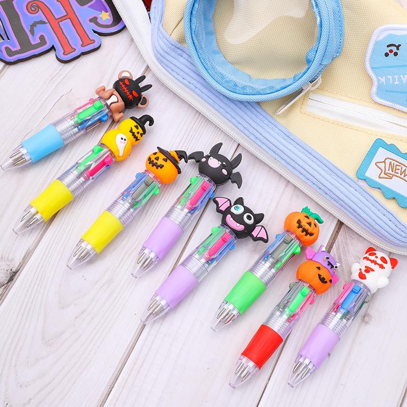 50-1 Halloween Mini Four-color Ballpoint Pen Cute Cartoon Halloween Gift Colored Pen for Elementary School Students
