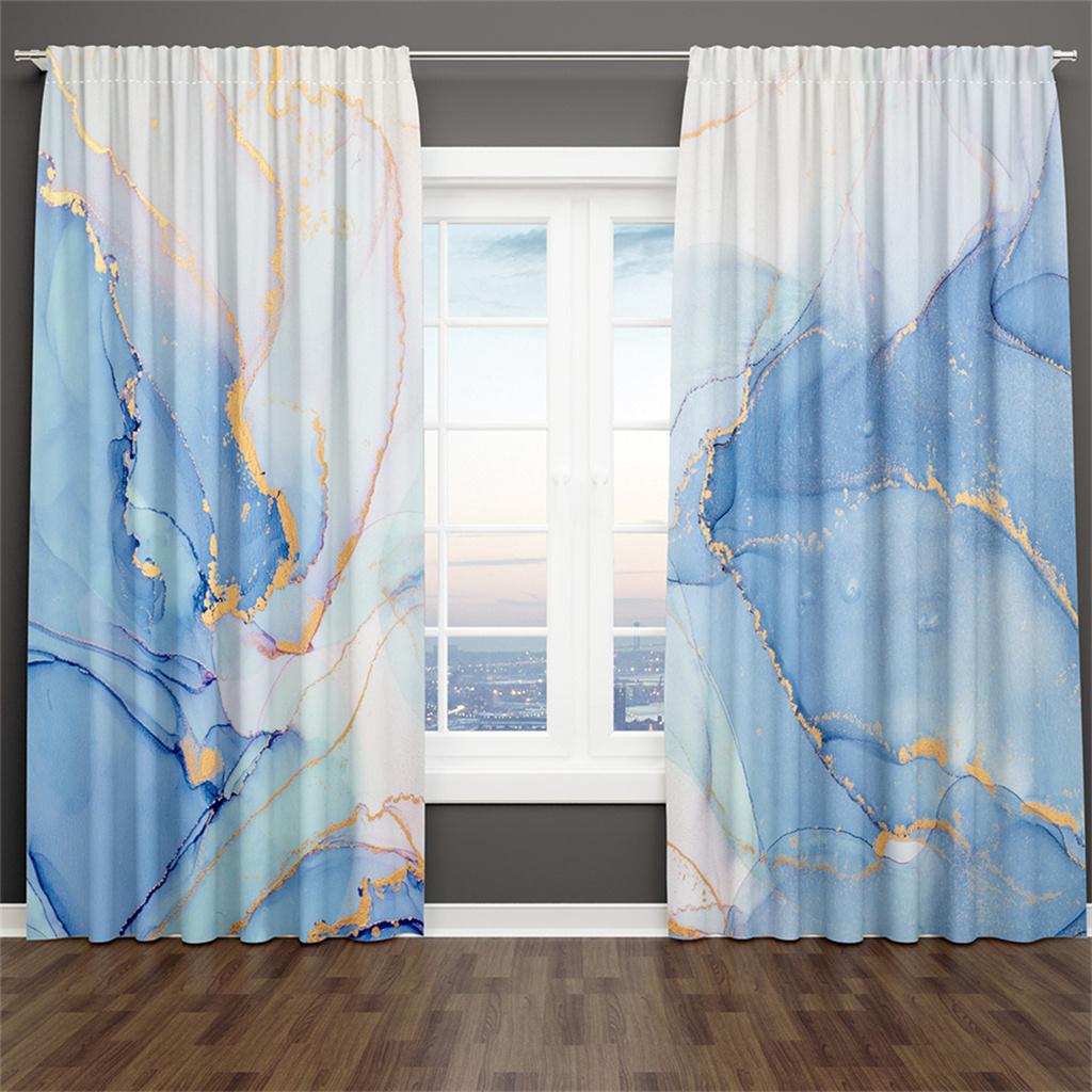 Luxury Black Gold Geometric Curtains Modern Line Window Drapes 2 Panels Elegant Living Room Bedroom Home Decor