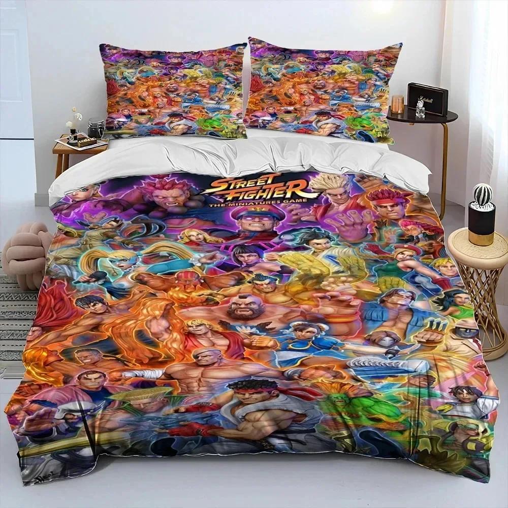 3D Print Street Fighter Retro Game Comfortable Duvet Quilt Cover Pillowcase Bedding Set Children Bedroom Decoration Home Textile