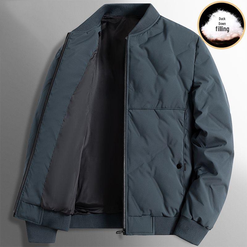 Leichte Herren-Pufferjacke mit Entendaunen - Stilvoller Herbst/Winter Stehkragen, Kurz und Warm