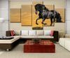 5 Piece HD Print Large Black Stallion Poster Modern Decorative Paintings on Canvas Wall Art for Home Decorations Wall Decor No Frame No Frame