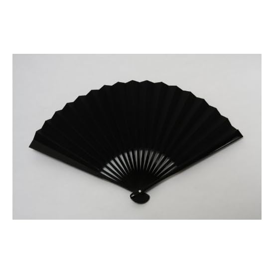 [Hasegawa] Kyoto Folding Fan, Cat Pattern, Black-dyed, Washi Paper Fan, with Pouch, In Gift Box, Mad