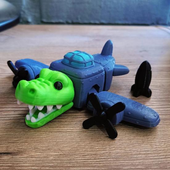 3D Printed Crocodile Ornament Portable Animal Fidget Toy Flexible Bomber Crocodile Stress