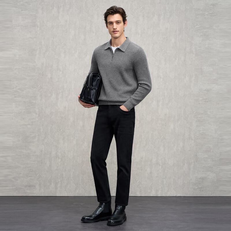 EMZEMZ Men's Wool Cashmere Polo Sweater