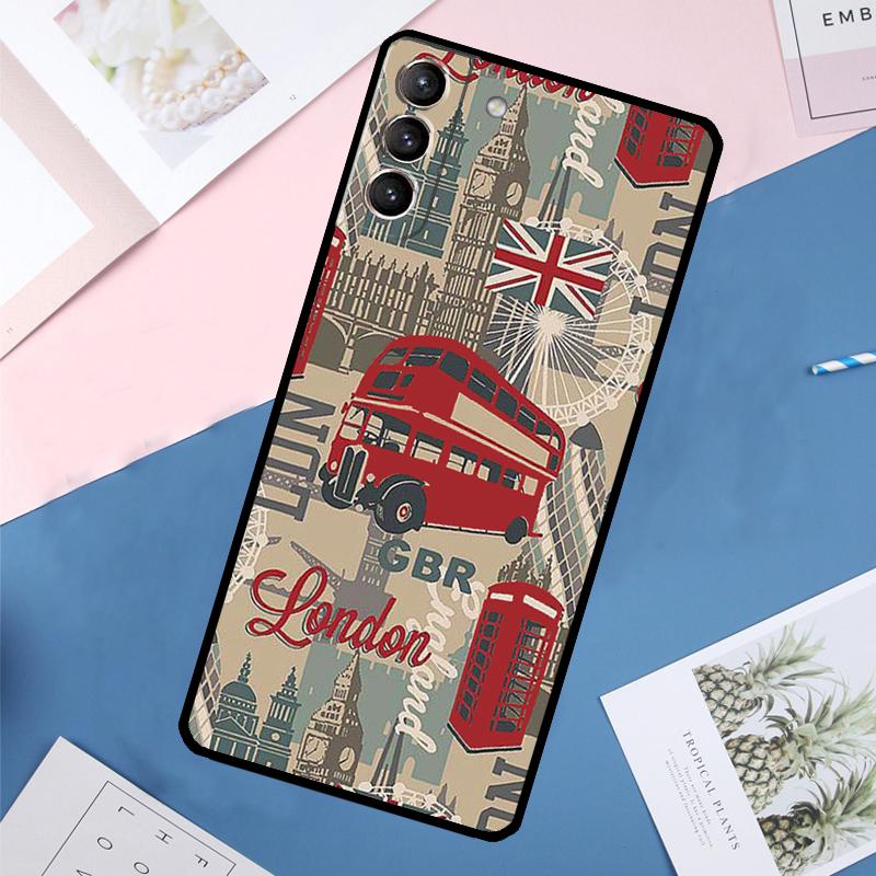 

London Red Bus Big Ben Case For Samsung Galaxy S24 Ultra S21 S22 S23 S25 Ultra S9 S10 Plus S20 FE S25 FE Back Cover Galaxy S25