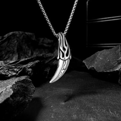 Titanium Steel Stainless Steel Men'S Horn Necklace Fashion Personality Pendant Ornament