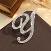 2Pcs  Full  Encrusted Gold And Silver Alphabet Letter Brooches Pins Minimalist Clothing Jewelry Accessory