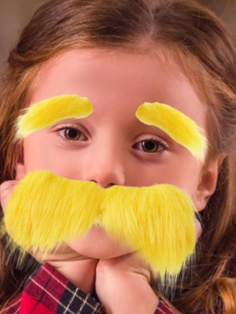 Yellow Mustache And Eyebrows Funny Self Adhesive Costume Accessories Funny Christmas Costume for Holiday Party Supplies Autumn