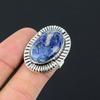 Oval Natural Sodalite Sister Stackable Ethnic Ring Size 8.5 925 Sterling Silver