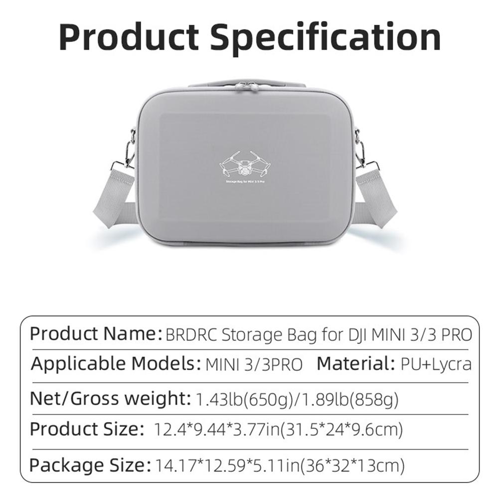 Protective Bag Case Shockproof Hardshell Travel Case Waterproof PU Leather Shoulder Bag Anti-scratch for DJI Mini 3 Pro/Mini 3