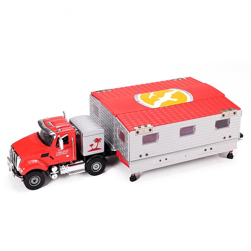 Combinație de modele la scară 1/50 pentru remorcă de mașină din aliaj, replică de decorare statică a camionului