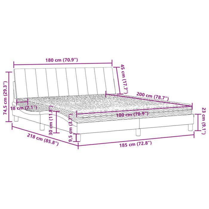 VidaXL Bed with Mattress Dark Grey 180x200 Cm Velvet 3208611