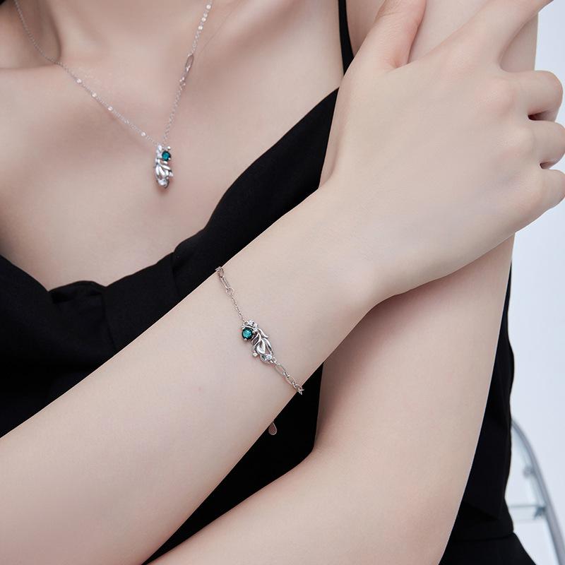 Versatile and High-end Korean Version with Sweet and Cool Hip-hop Style Fashion Bracelet and Instagram Bracelet In Pure Silver