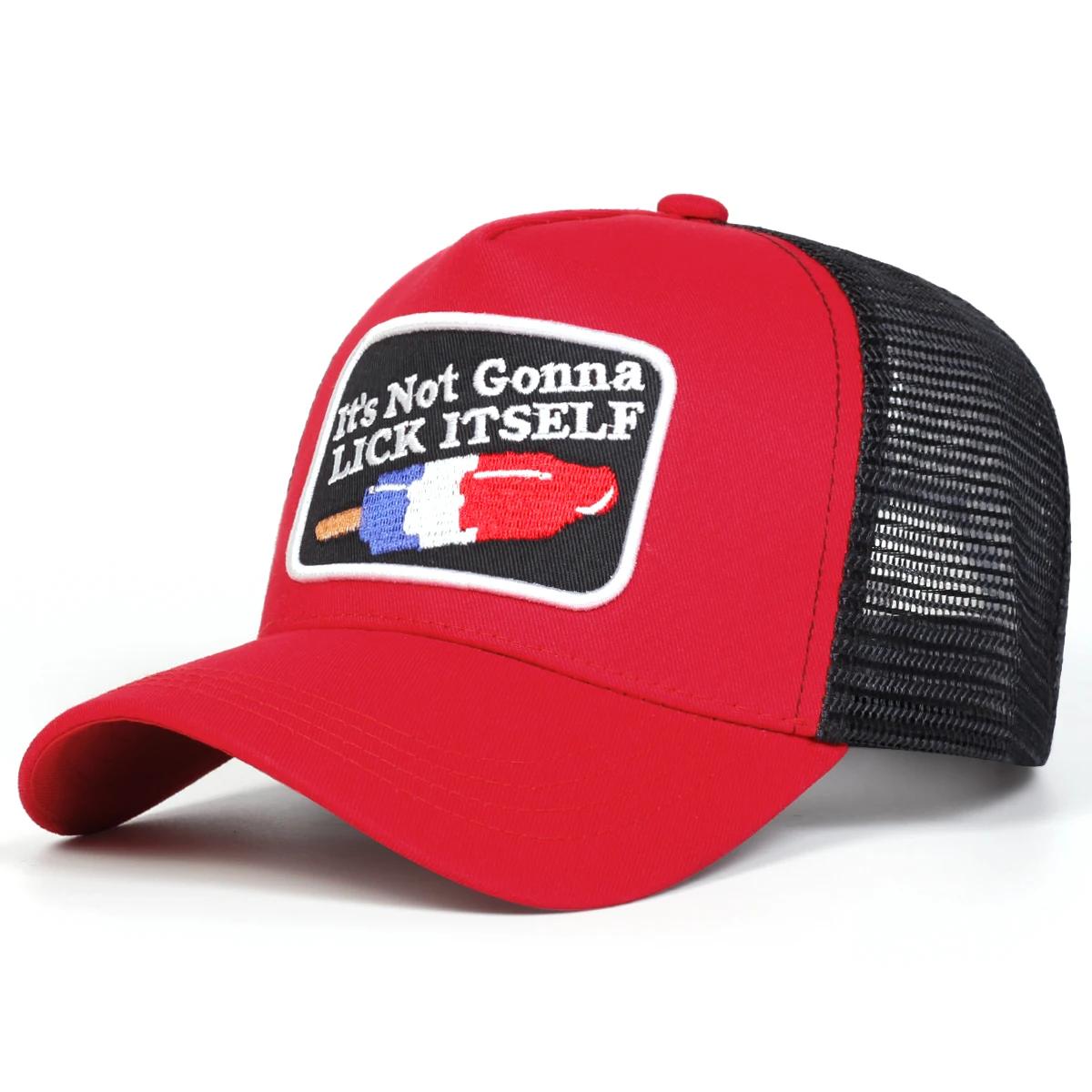

Unisex Lick Itself Letter Embroidery Baseball Net Caps Spring Summer Outdoor Sunscreen Hat Adjustable Casual Trucker Hats