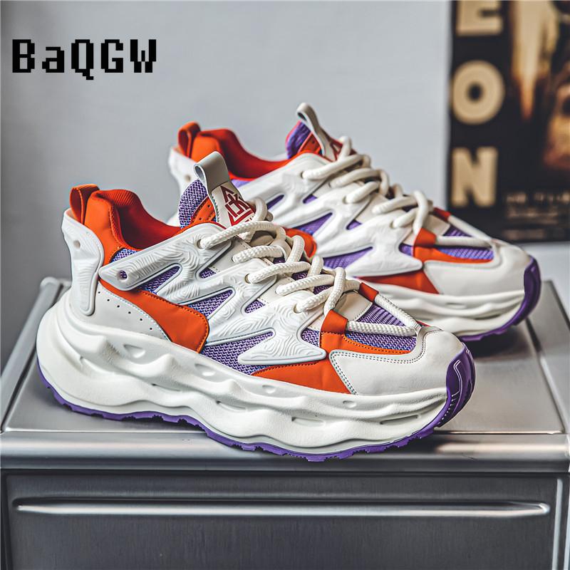 Color Block Design Men Height Increasing Shoes Luxury Casual Sneakers Men Platform Trainers Fashion Thick Sole Sneakers Man