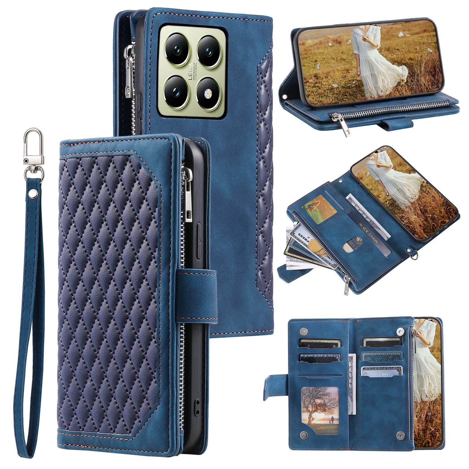 

Style 005 For Xiaomi 14T Phone Case Rhombus Stitching Line PU Leather Wallet Cover E