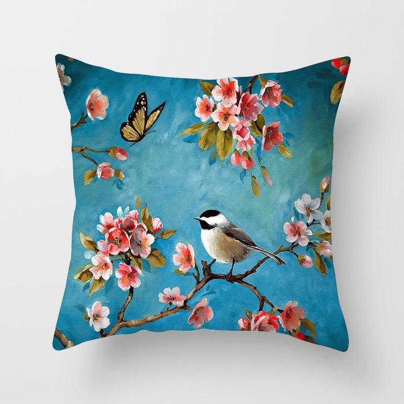 Ins Plant Flower Pillow Digital Printing Car Sofa Cushion Cover Shopee Home Soft Furnishings
