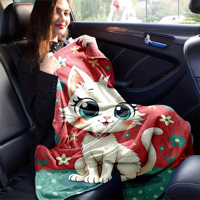 1pc Cute Cartoon Cat Blanket - Seasonal Home Decor, Soft Throw for Room, for Decorating Your Own Sofa and Living Room, Super Soft Flannel, f
