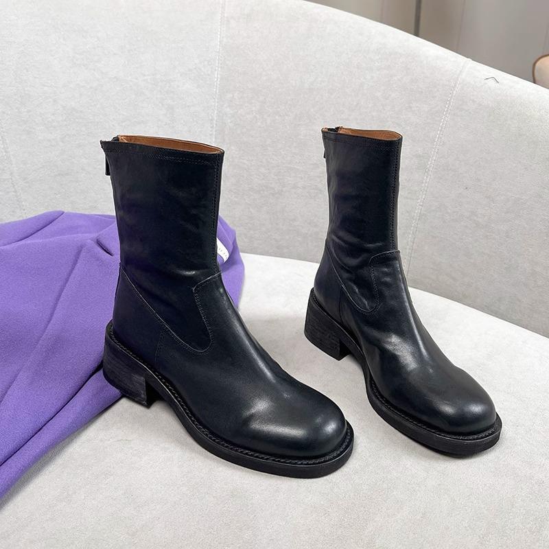 

Осенне-зимние ботильоны женские дизайнерские винтажные туфли на низком квадратном каблуке современные короткие ботинки Zapatos De Mujer 40