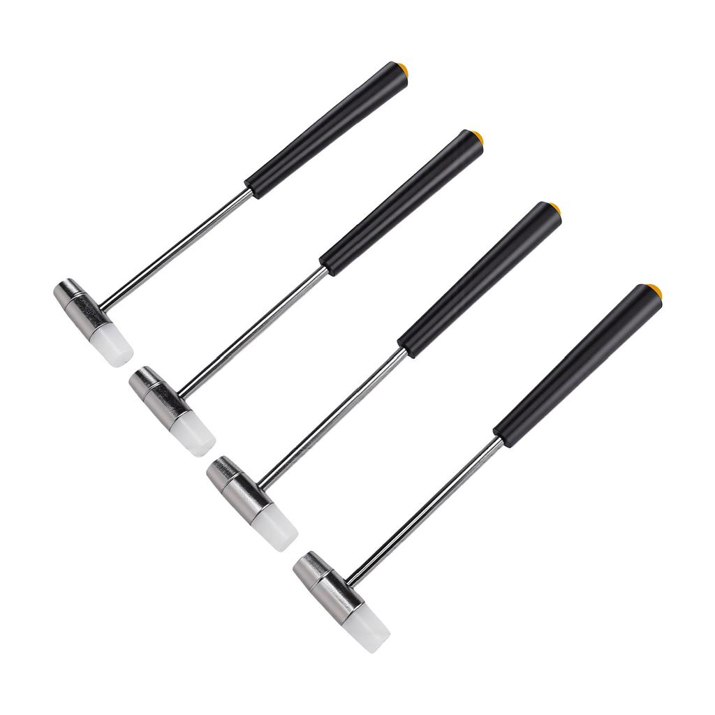 4PCS Soft and Hard Mallet Hammer Dual Head Small Hammer with Black Handle for Watch Repair Precise Crafting 4PCS