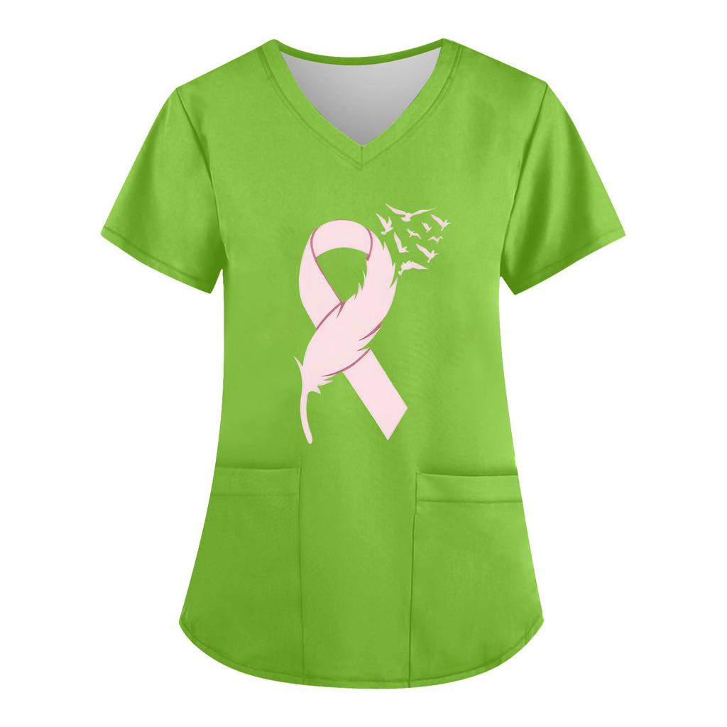 Women's V-Neck Short-Sleeve Pocketed Top With Side Slit