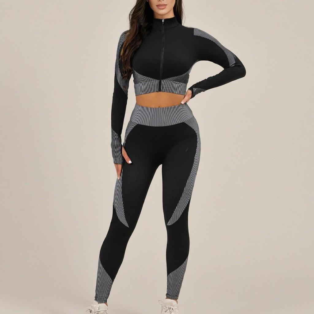 Women's Cross-Border Hot-Selling Nude Feel Yoga Fitness Set: Long Sleeve Top and Tight Long Pants