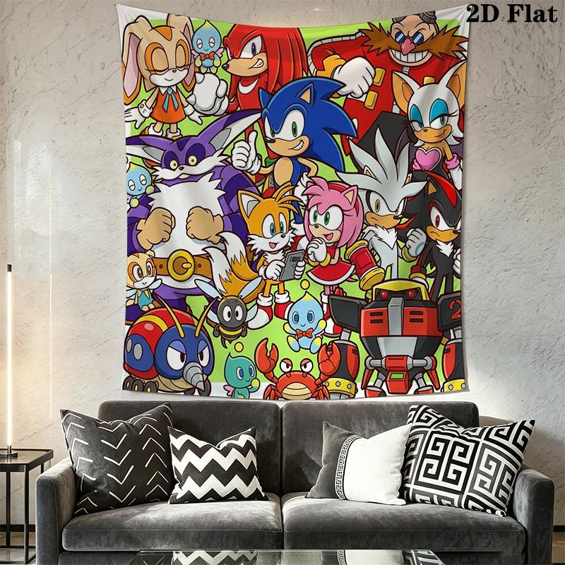 Hedgehog Sonic Wind Wall Hanging Printed Fabric Blanket Decorative Tapestries for Bedroom Living Room Home Decor