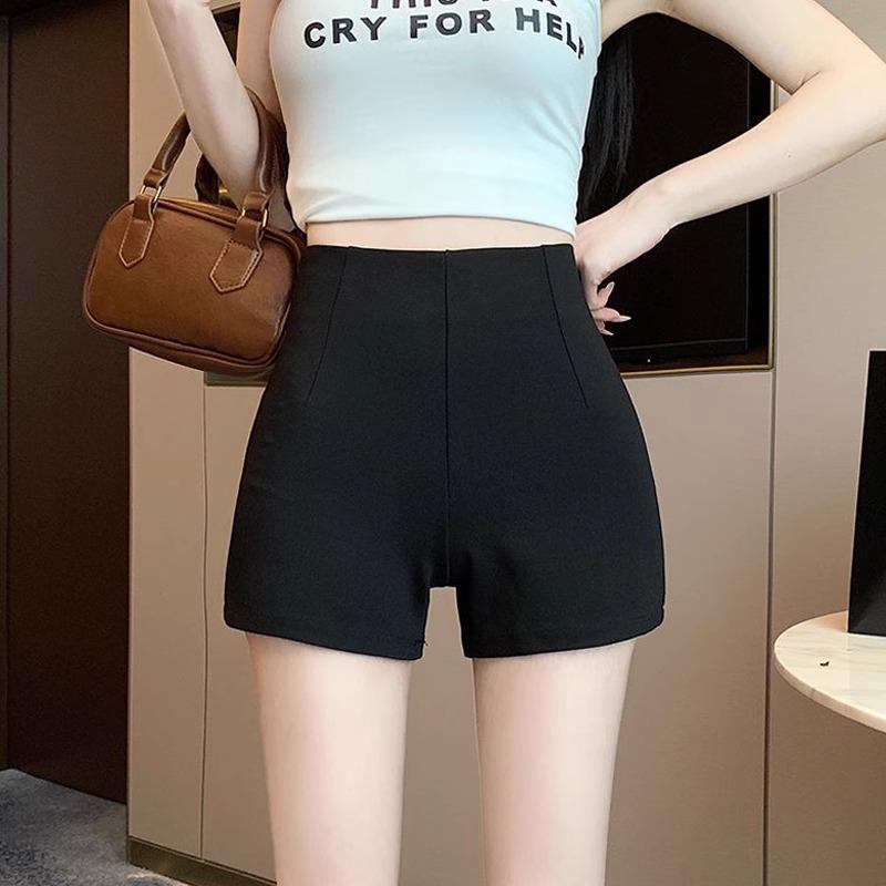 

Большой размер, шорты-кюлоты с высокой талией черного цвета А-силуэта - Летние пикантные шорты-треугольники в американском стиле для женщин XS чёрный