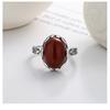 Adjustable Open Ring Women Men Vintage Red Agate Style Geometric Boho Statement Jewelry