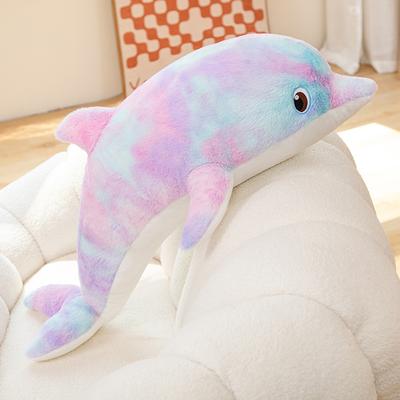 50-130cm Giant Colorful Dolphin Plush Toy Soft Stuffed Sea Animal Pillow for Christmas Gifts