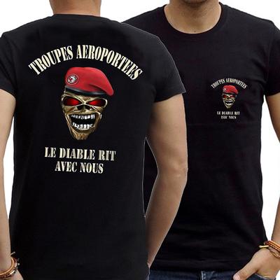 Γαλλική Λεγεώνα των Ξένων TAP Αλεξιπτωτιστές Αερομεταφερόμενο Έμβλημα Νεκροκεφαλή T-Shirt Κοντομάνικο Casual 100% Βαμβακερό Λαιμόκοψη Καλοκαιρινό Ανδρικό T-shirt