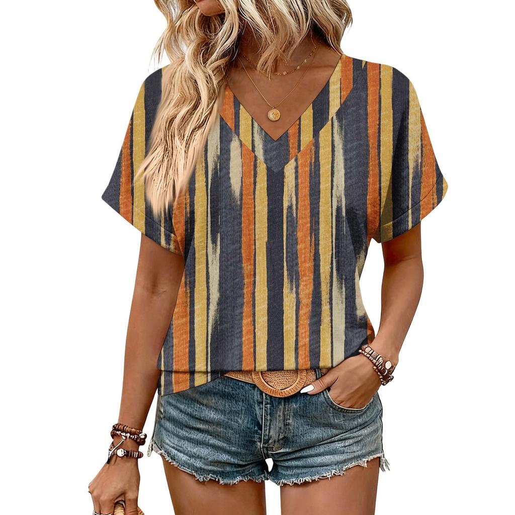 Womens Summer Tops  Short Sleeve V Neck Shirts Casual Dressy  Summer Blouses Tunic Top