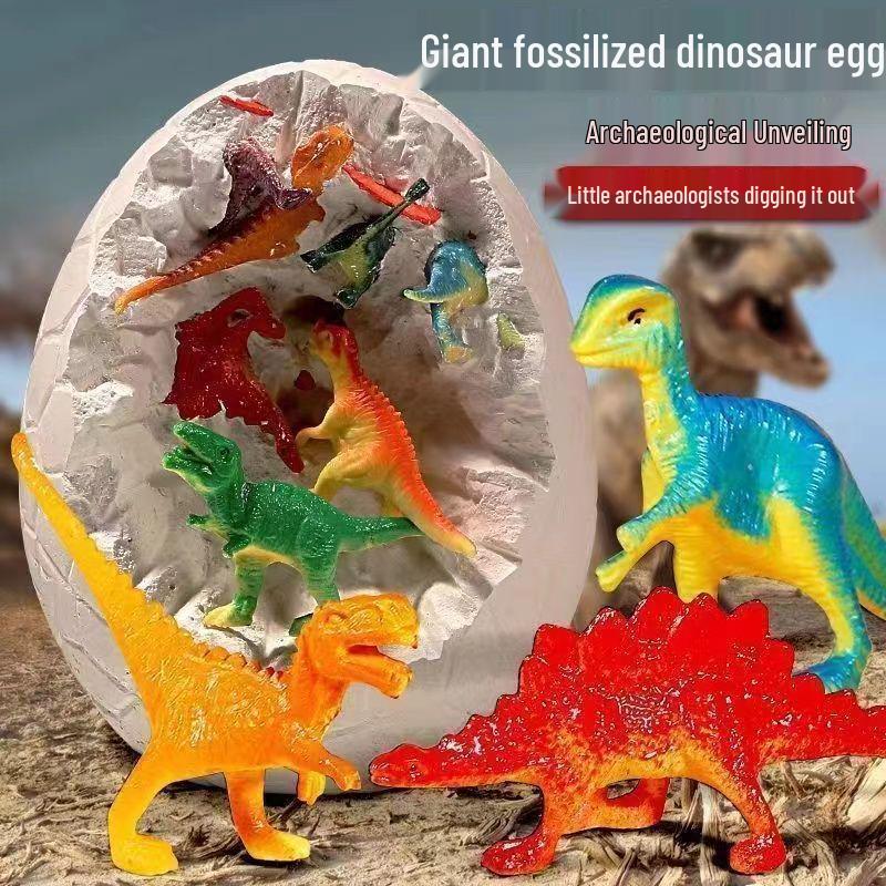 Luminous Dinosaur Egg Dig Kit with Gemstones and Fossils - DIY Archaeological Toy for Kids.