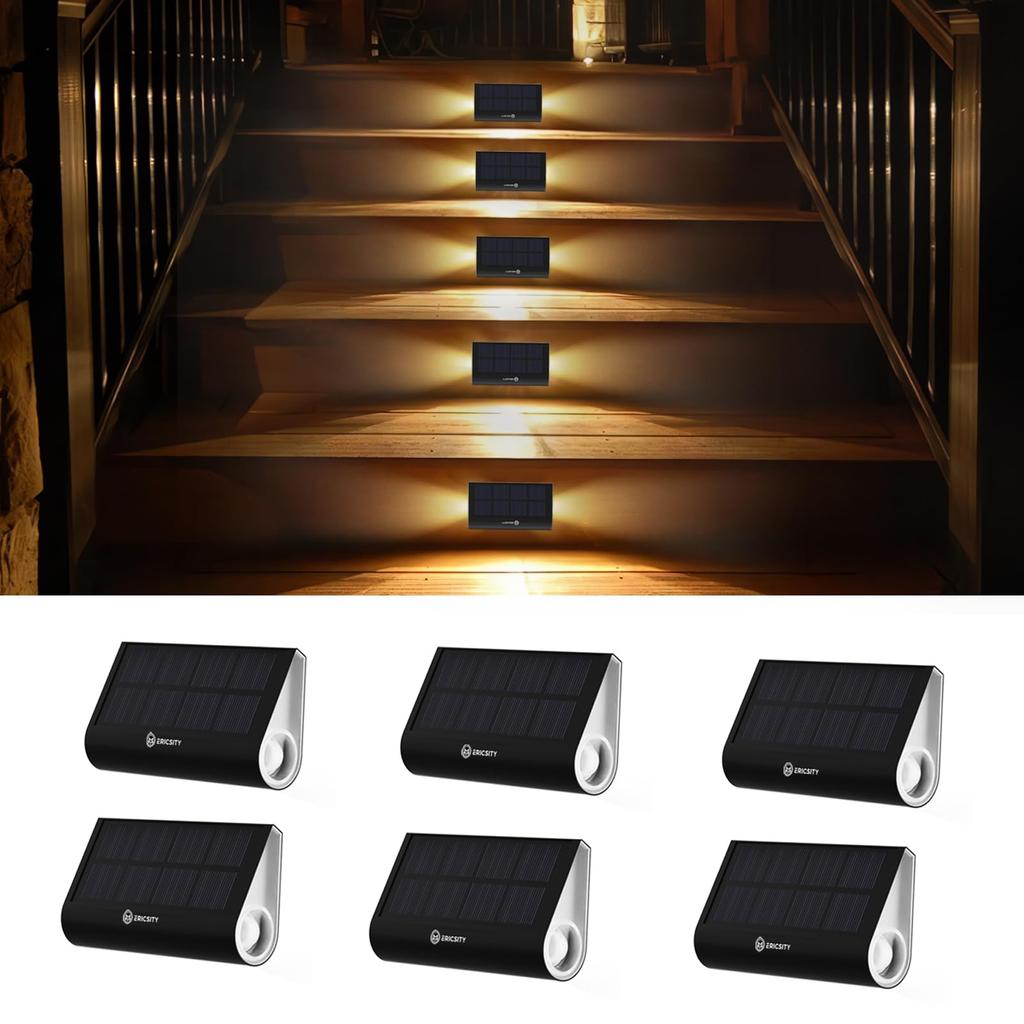 ZCOUCOU Solar Außen Wasserdicht Treppe Solar Deck Warm Außen Garten Auto für und Solar Set von 6 Lichtern, Lichter, Lichter, Weiß, IP65, Lichter, Lichter,