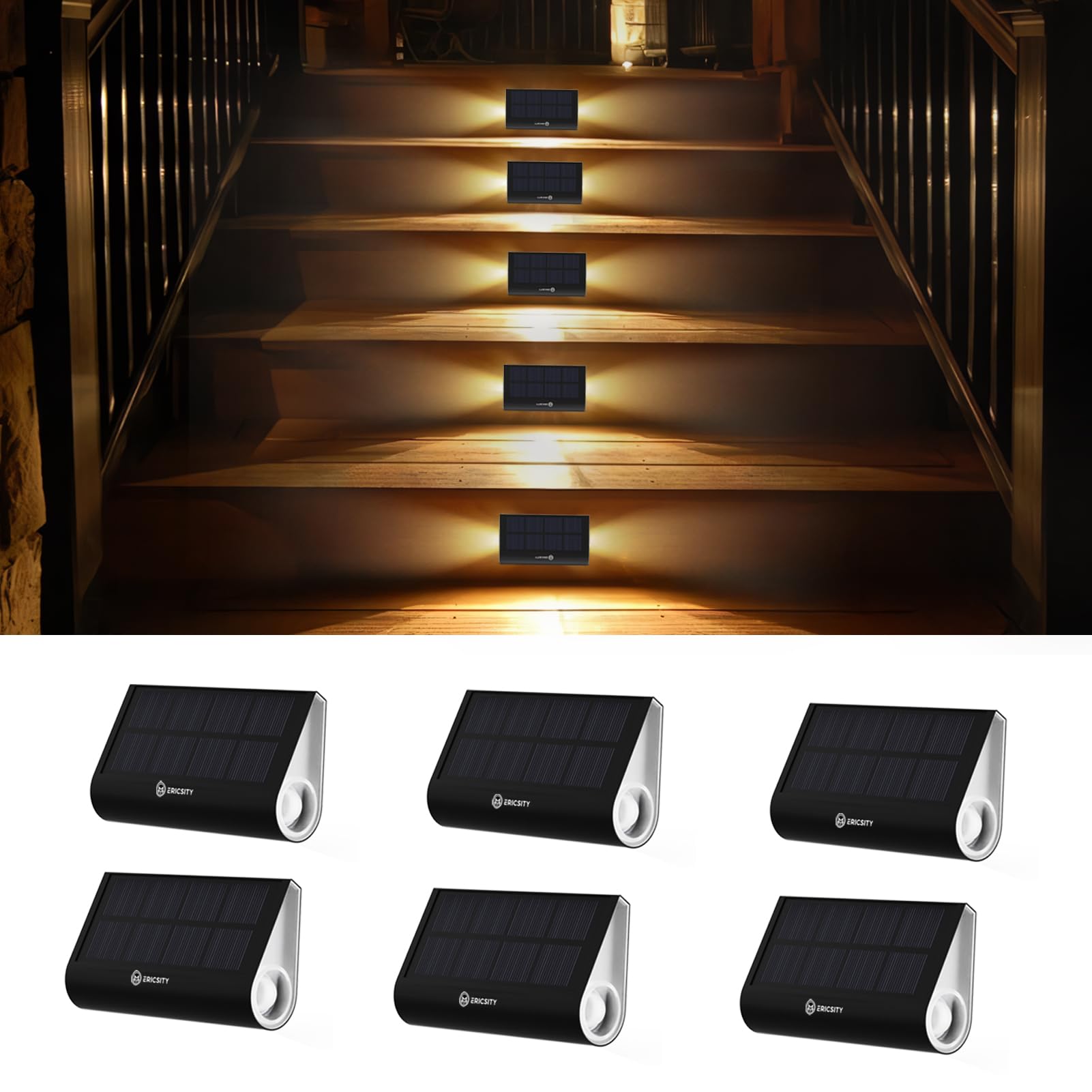 

ZCOUCOU Solar Outdoor Waterproof Stair Solar Deck Warm Outdoor Garden Auto for and Solar Set of 6 Lights, Lights, Lights, White, IP65, Lights, Lights,
