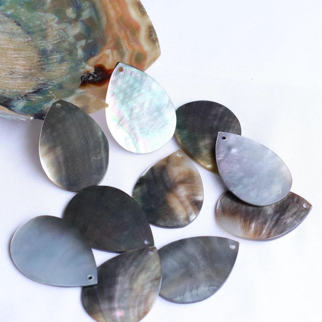 25x35mm Black Mother of Pearl Shell Oval Water Drop Bead for Handmade Jewelry Accessories DIY.