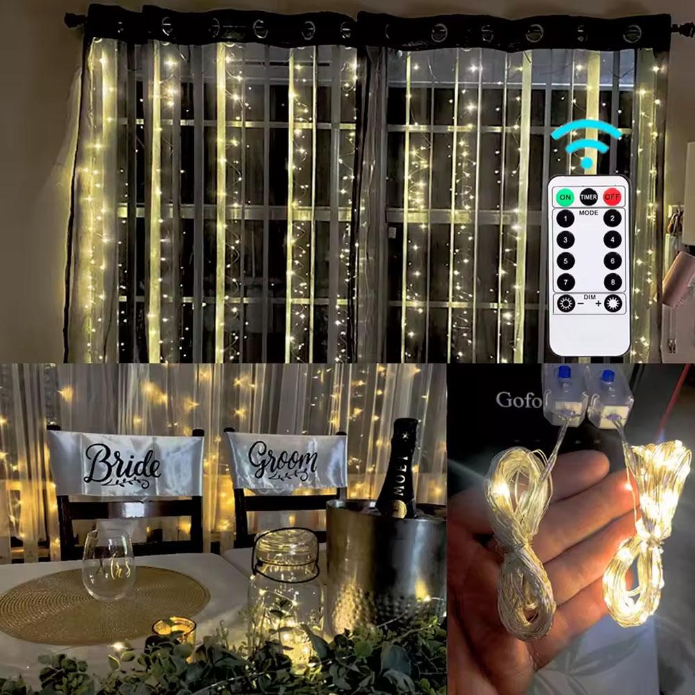 8 Function Remote Control LED Fairy Lights USB String Lights Christmas Garland for New Year Wedding Party Tree Garden Decoration