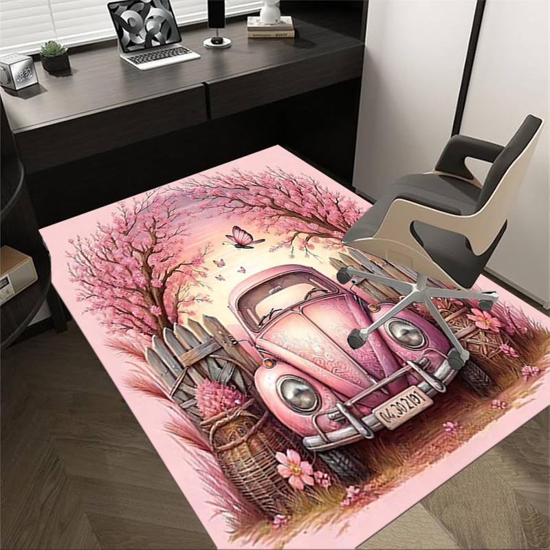 

1PC Pink Butterfly Non-Slip Floor Carpet Compatible for Office&Living Room&Bedroom&Dining room - Flat- Soft & Pattern, Vibrant Colors-W266 60cm by 90cm