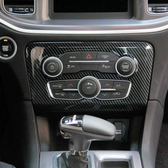 Carbon Fiber Central Control Switch Radio AC CD Panel Trim for Dodge Charger 15+