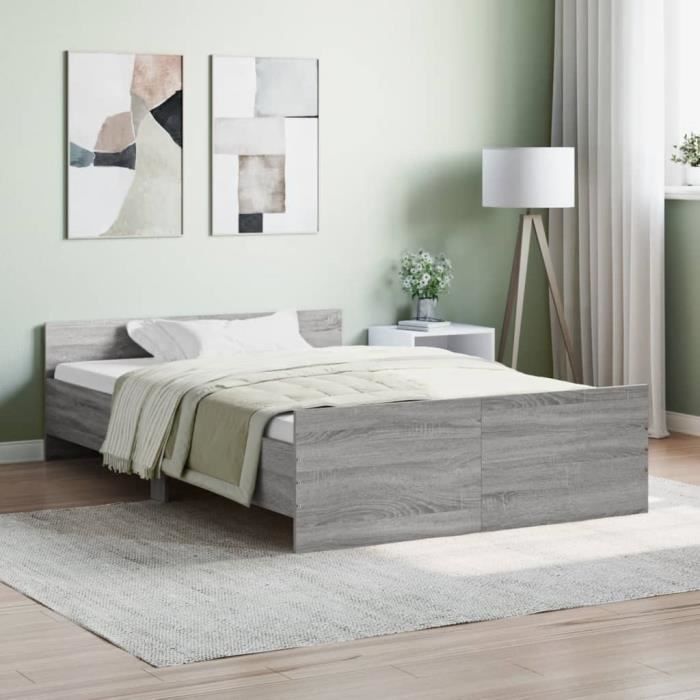 VidaXL Cadre de lit tête de lit et pied de lit gris sonoma 120x200 cm 3203745