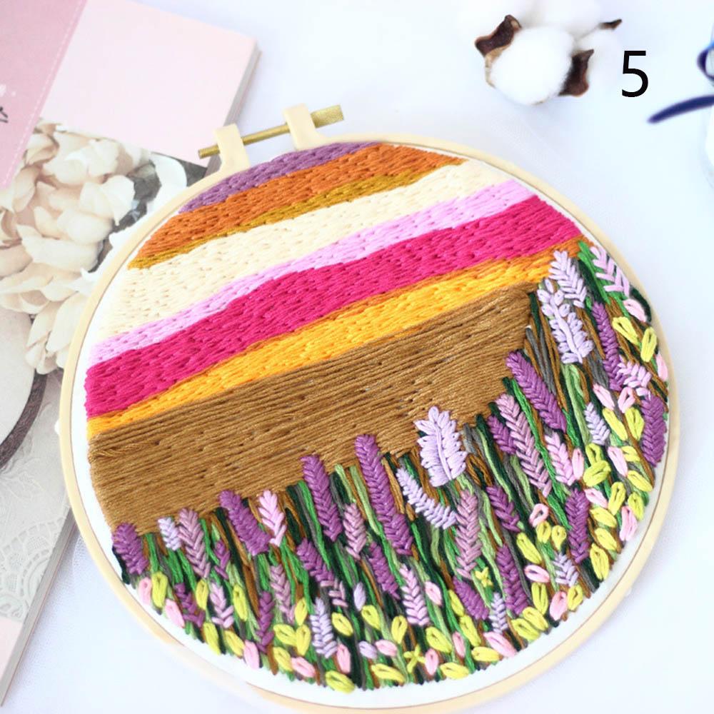 Needle Thread Handmade Ornament Needle Punch Cross Stitch Kit Embroidery Hoop Flower Embroidery