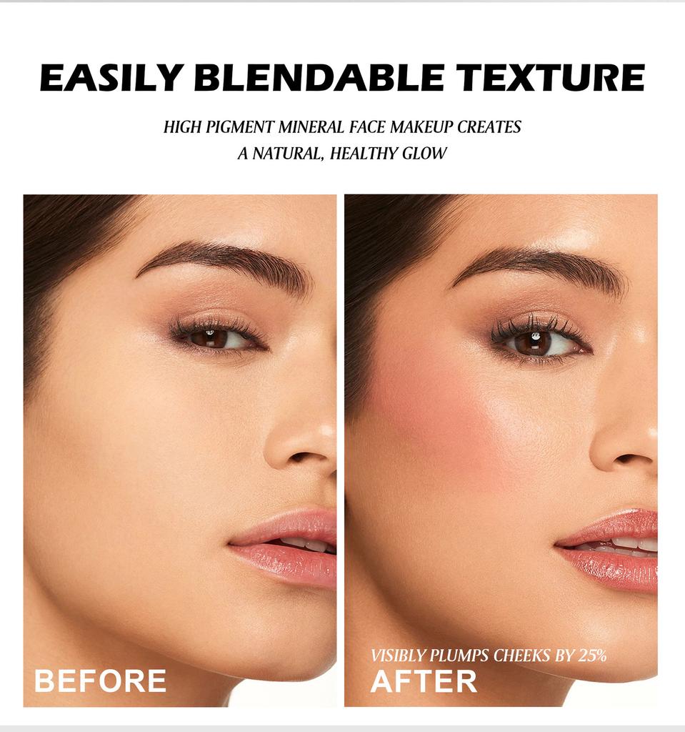 5pcs Dual-Color Blush Palette Set, Pure Mineral Powder Duo Blusher, Natural Matte and Shimmer Face Makeup, Long-Lasting Cheek Blush Compact for Women