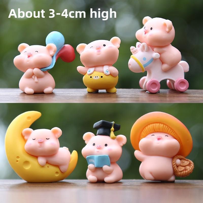 Moon Pig Pvc Animal Model Toy Creative Micro Landscape Miniature Desktop Display